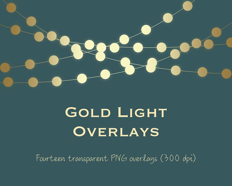 Light overlays bokeh fairy. Lights clipart gold string