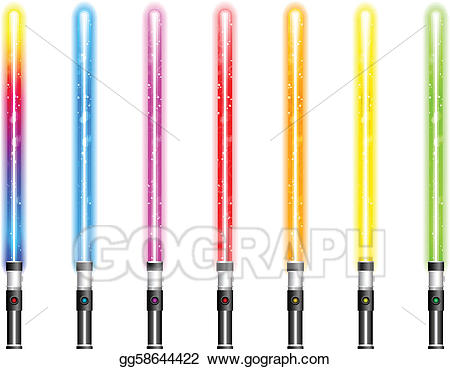 Vector illustration in seven. Lightsaber clipart realistic