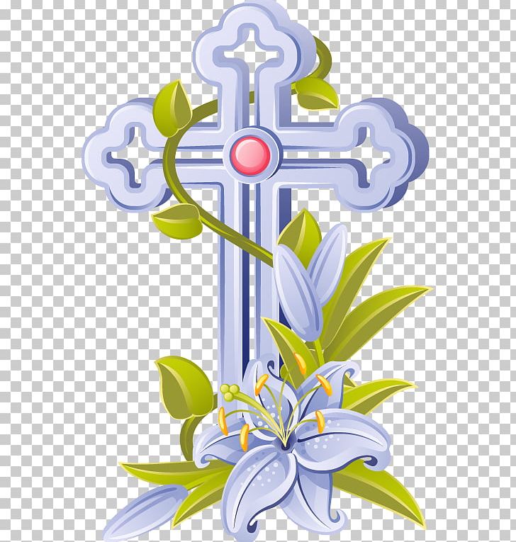 Easter christian png art. Lily clipart cross