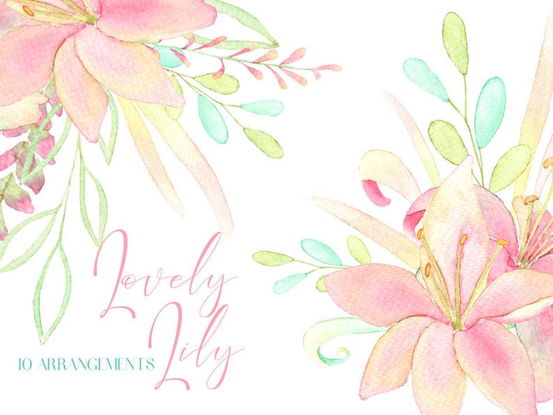 lily clipart pink wedding