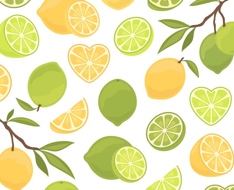 Lime clipart citrus. Lemon summer fruit girly