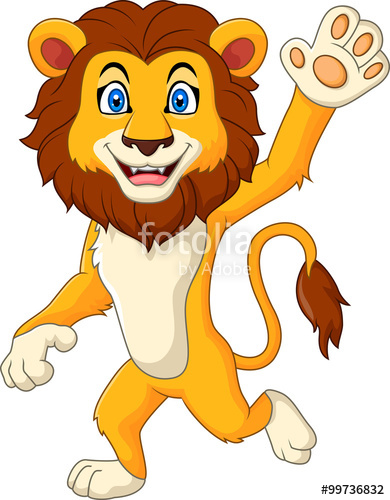 Lion clipart hand. Cartoon funny waving stock