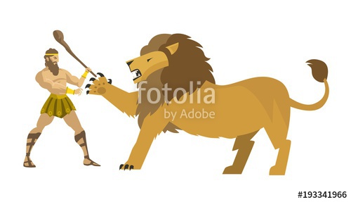 Lion clipart nemean lion. Hercules heracles fighting the