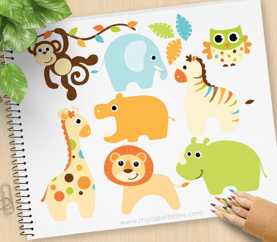 Lions clipart baby boy. Safari animals lion monkey