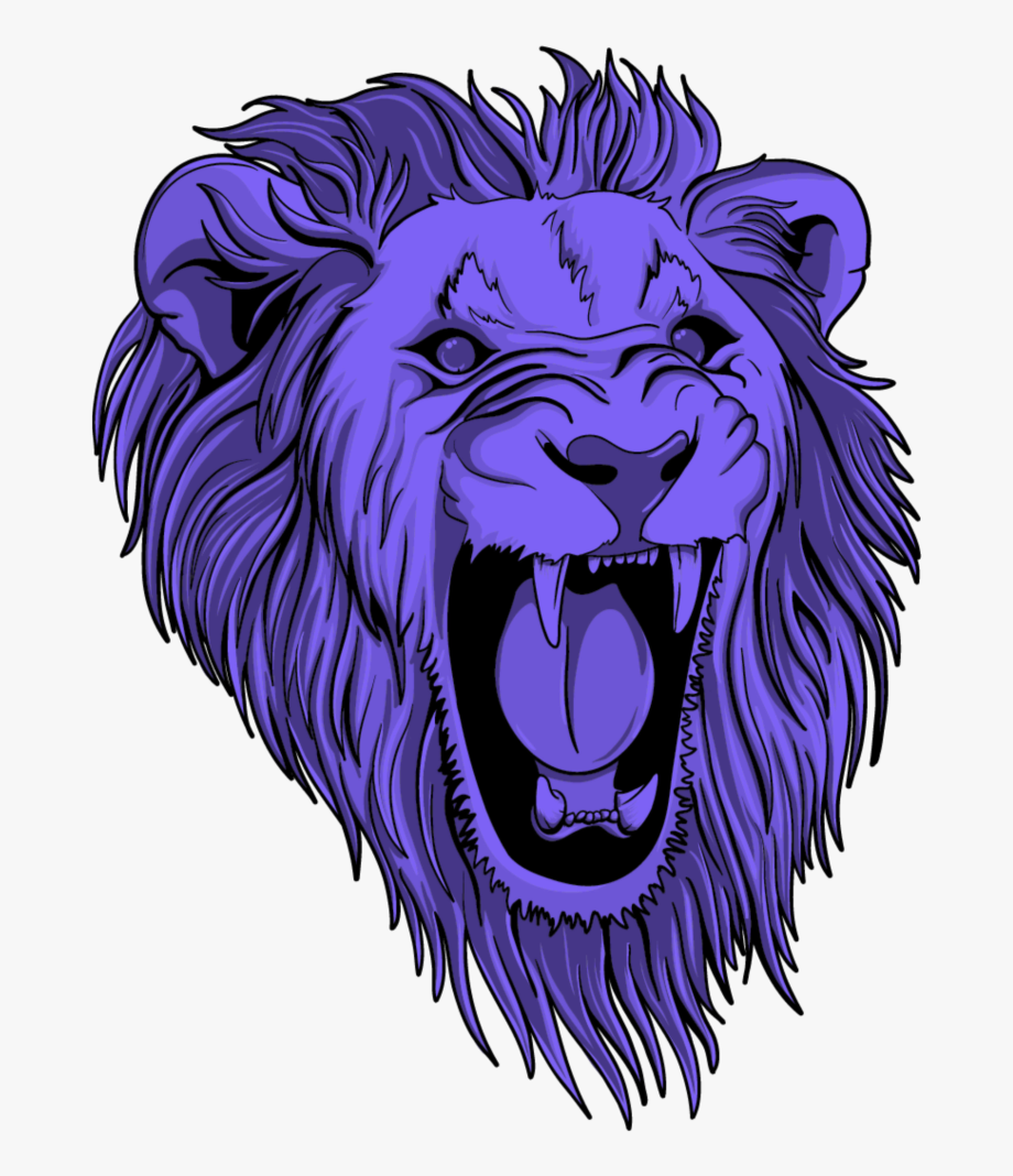 Mq lion head wild. Lions clipart purple