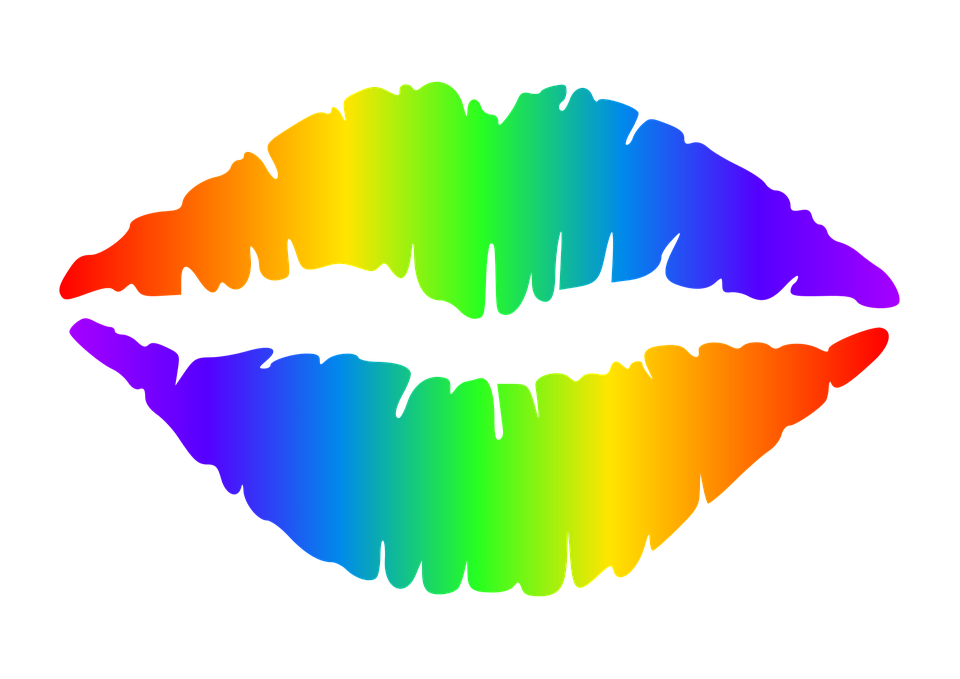 lips clipart rainbow