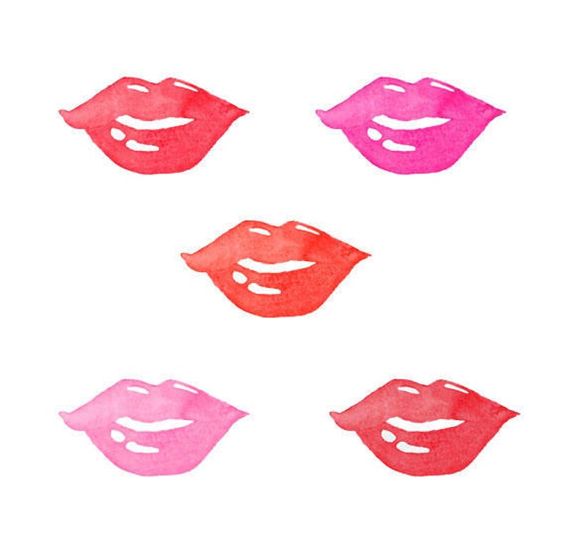 Watercolor set clip art. Lips clipart beautiful lip