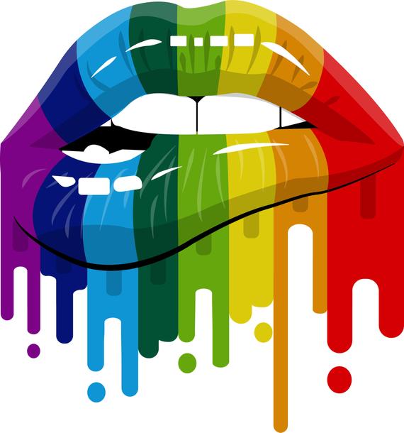 Dripping digital download . Lips clipart rainbow