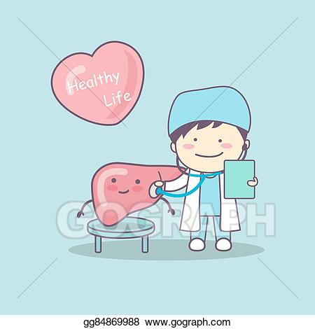 Liver clipart cute. Vector cartoon doctor check
