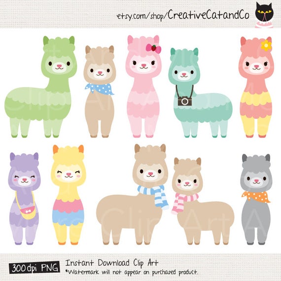 Llama clipart baby llama. Alpaca cute animal illustration
