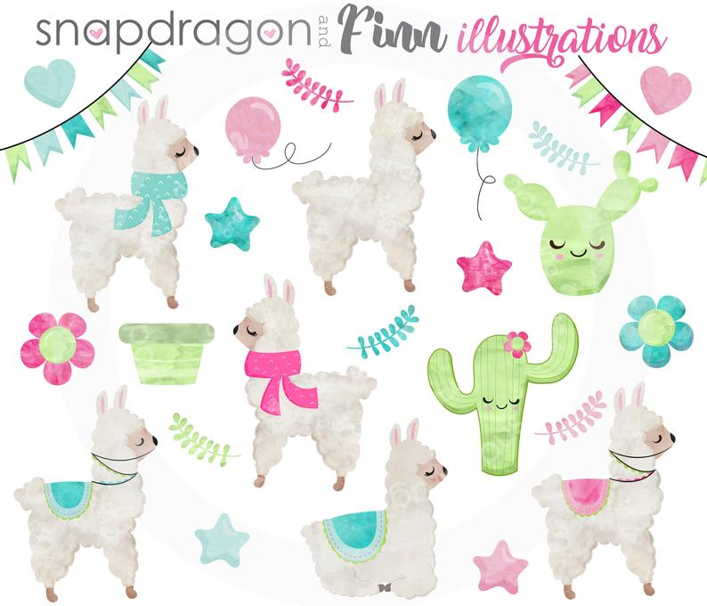 Llama clipart watercolor. Buy get llamas clip