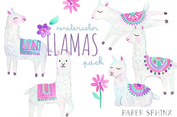 Alpaca nursery art tribal. Llama clipart watercolor