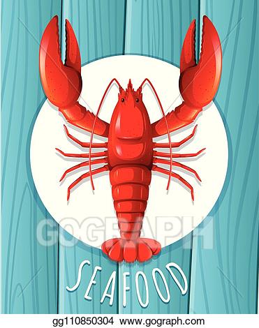 Lobster clipart plate clipart. Vector a red on