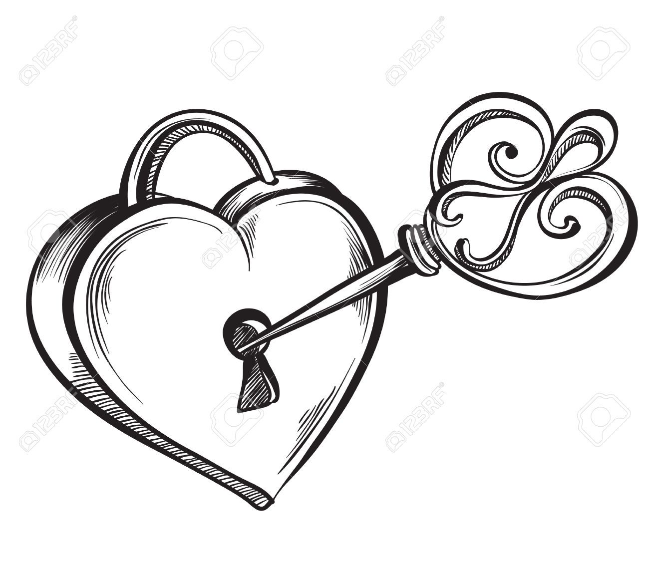 lock clipart coloring page