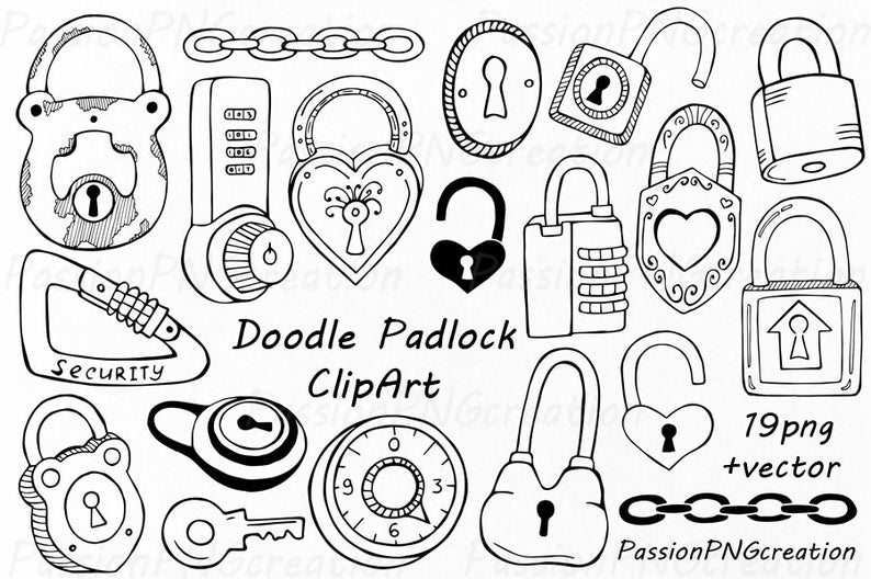 lock clipart doodle