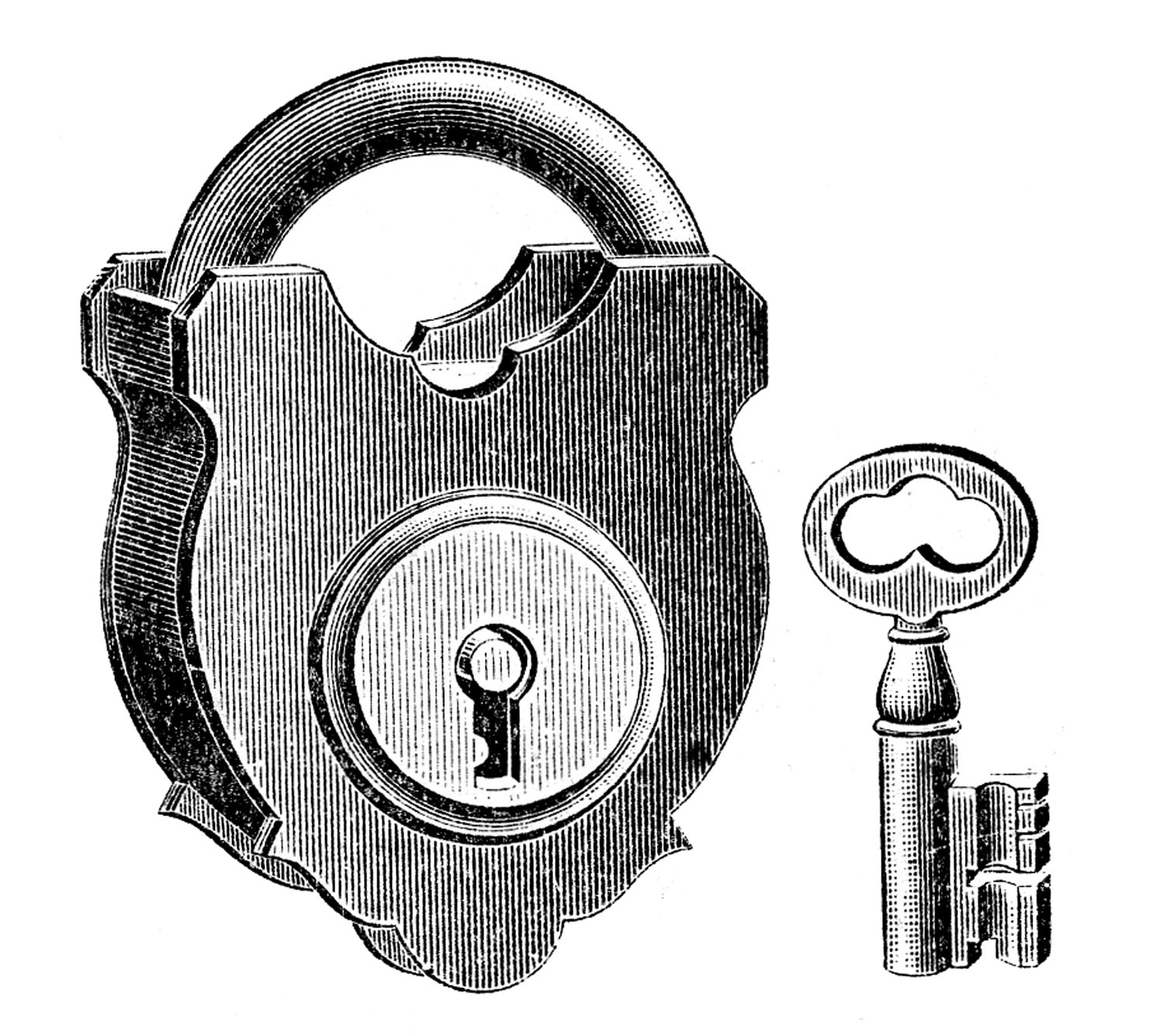 padlock clipart vintage