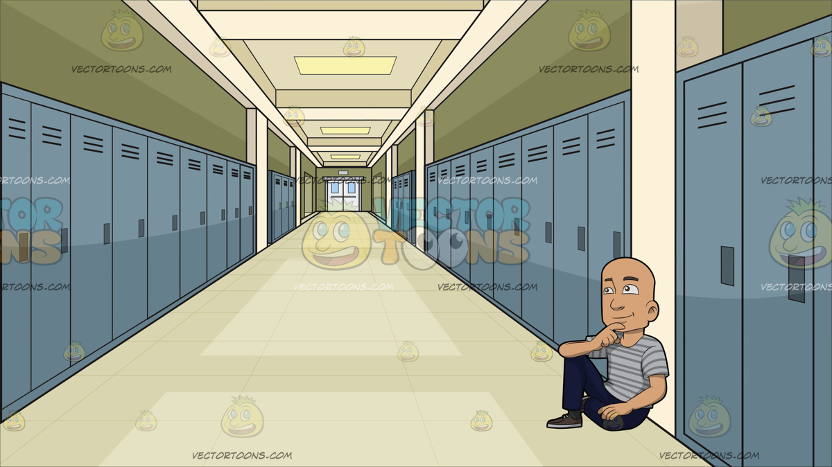 Locker clipart locker hallway. A thinking bald guy
