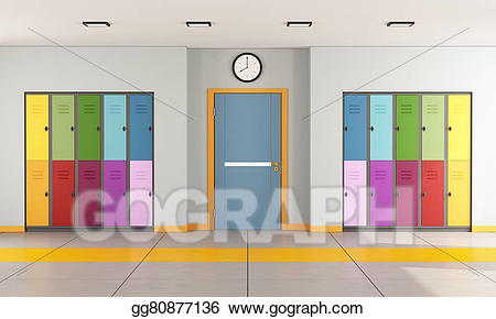 Locker clipart locker hallway. Stock illustration school with