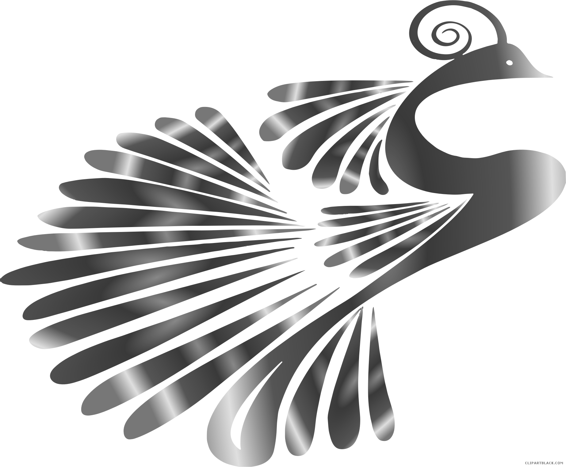 Logo clipart peacock. Grayscale clipartblack com animal