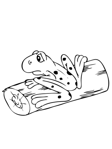 Frog on log page. Logs clipart coloring