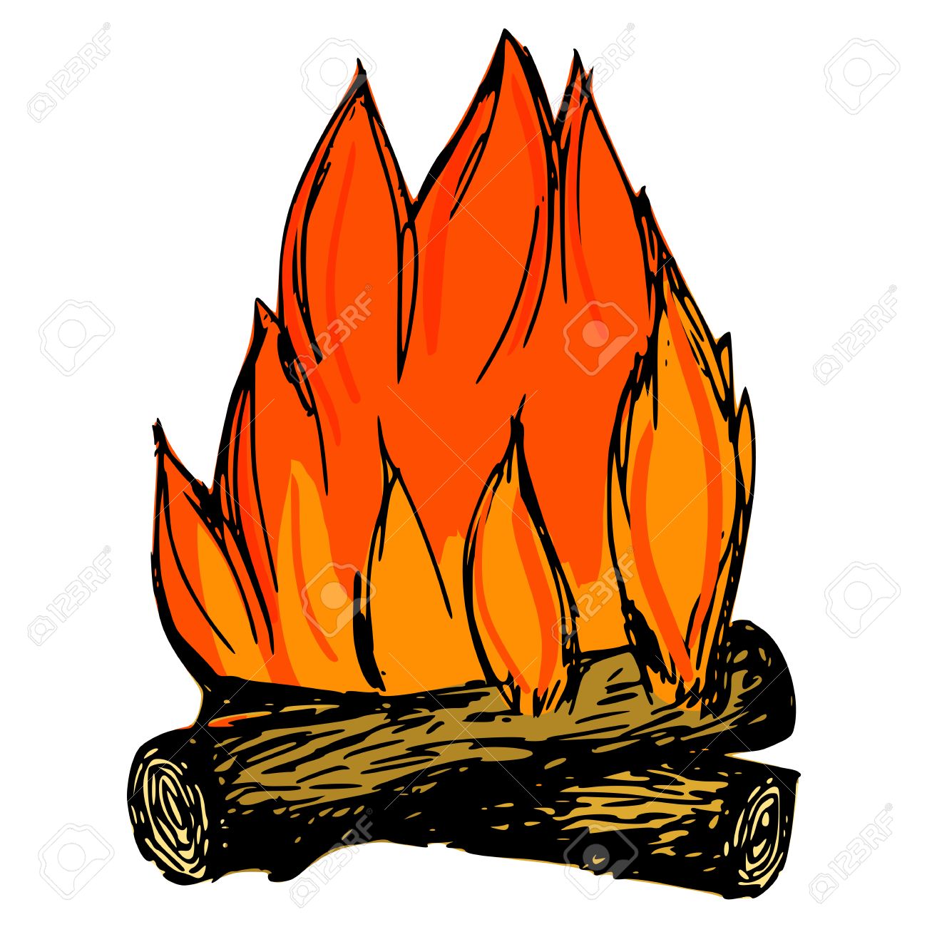 cartoon-fire-with-logs-draw-wabbit