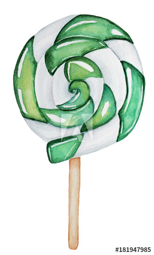 Lollipop clipart round object. Green swirl on wooden