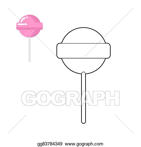 Lollipop clipart round object. Vector coloring book pink