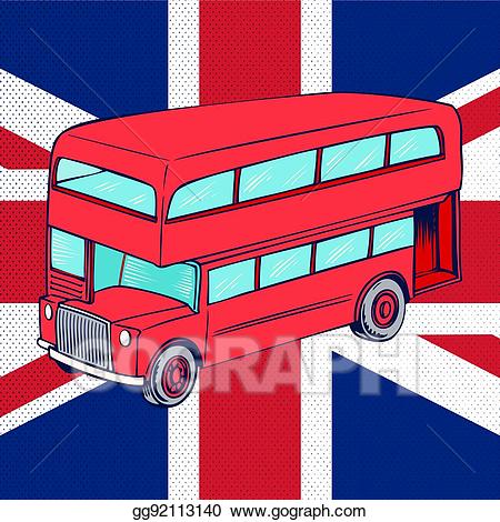 Vector illustration with flag. London clipart bus uk
