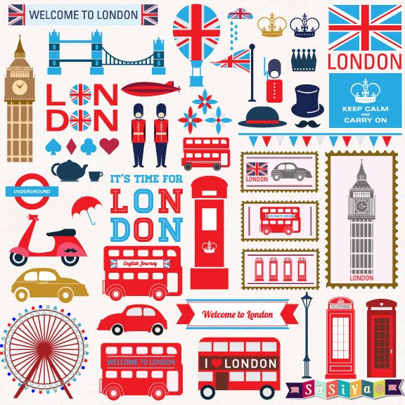 Instant download travel digital. London clipart printable