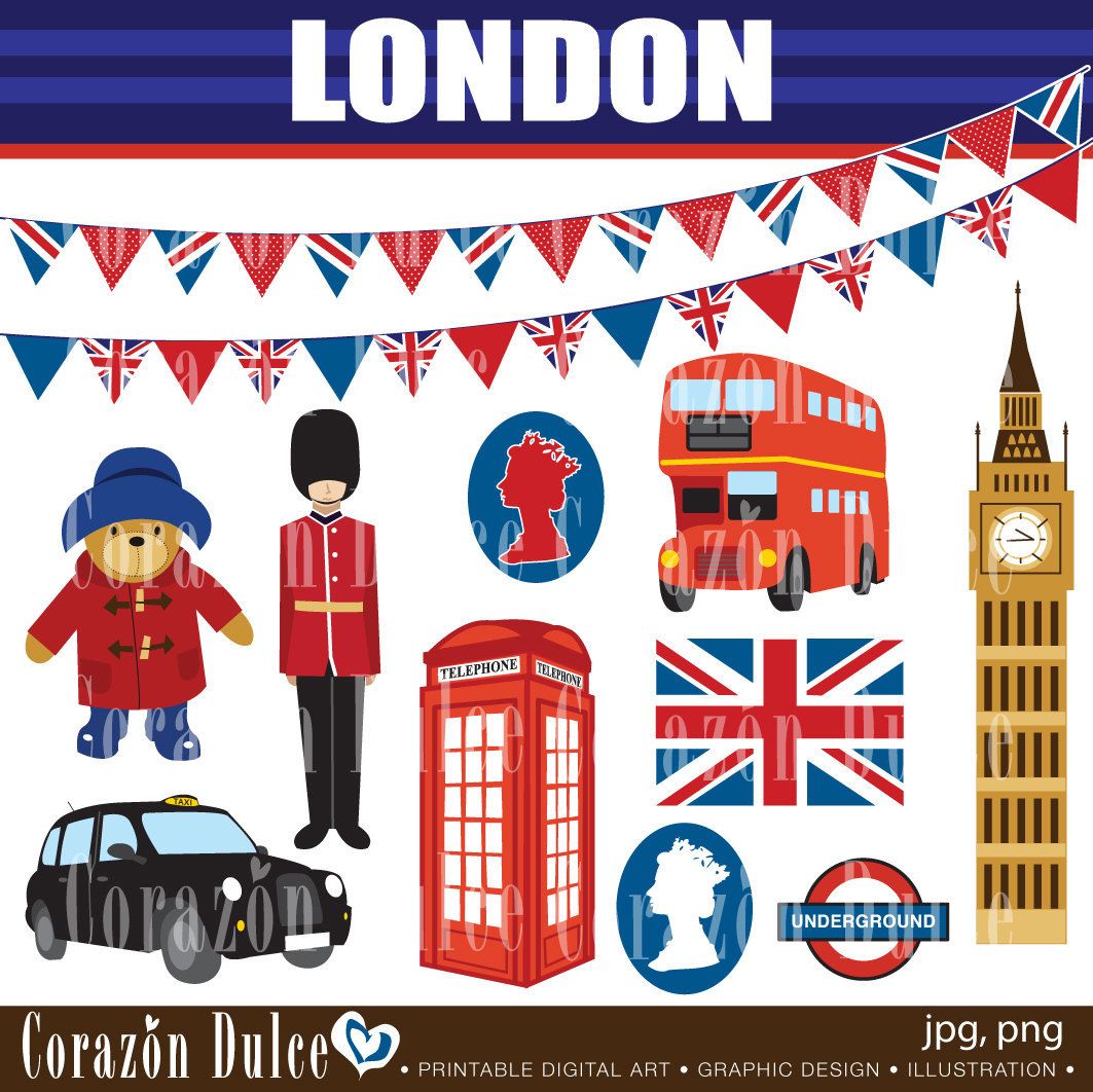 London clipart printable. Instant download i love