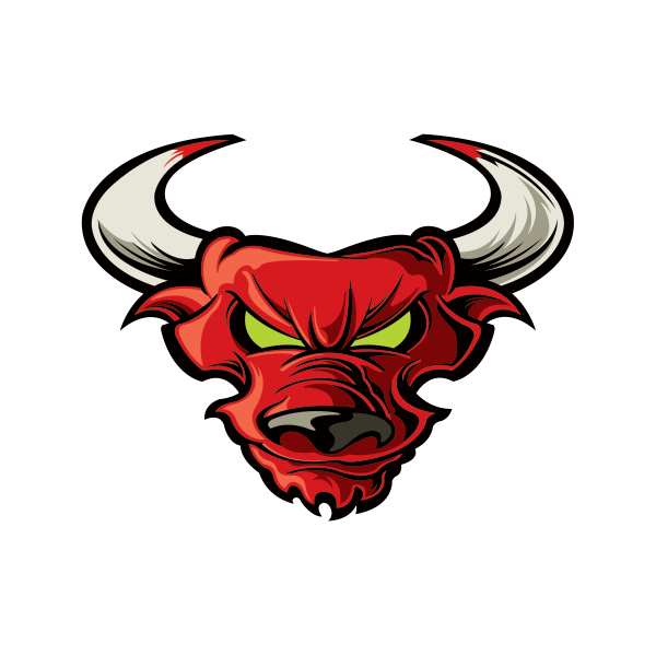 Printed vinyl red bull. Longhorn clipart angry