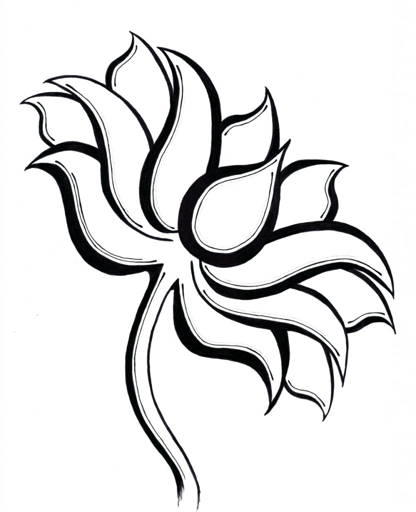 lotus clipart line art