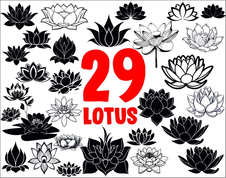 Svg flower silhouette clip. Lotus clipart vector black