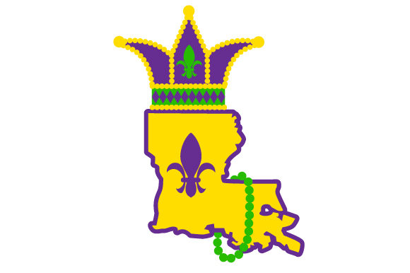 Louisiana clipart craft. State in festival colors