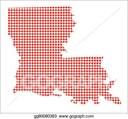 Louisiana clipart red. Vector dot map of