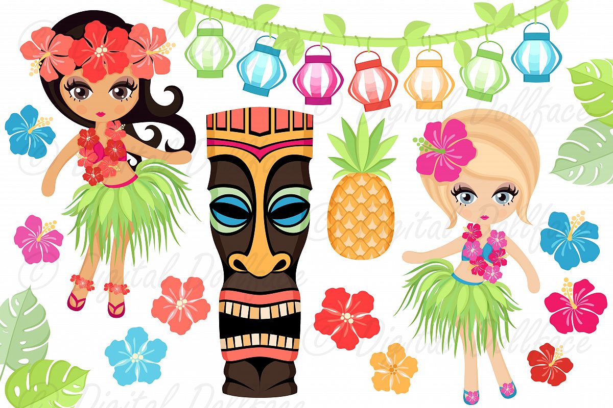 Luau clipart. By digital dollface design