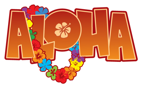 luau clipart aloha word