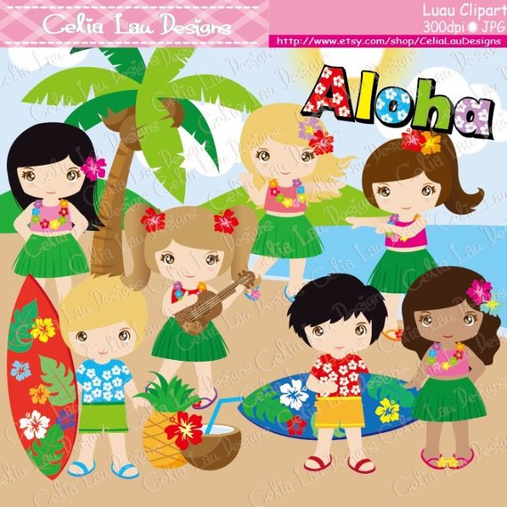 luau clipart lady hawaiian