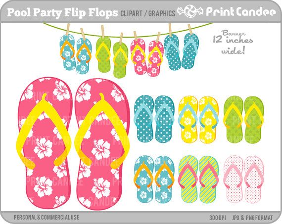 Pool party flip flops. Luau clipart sandal