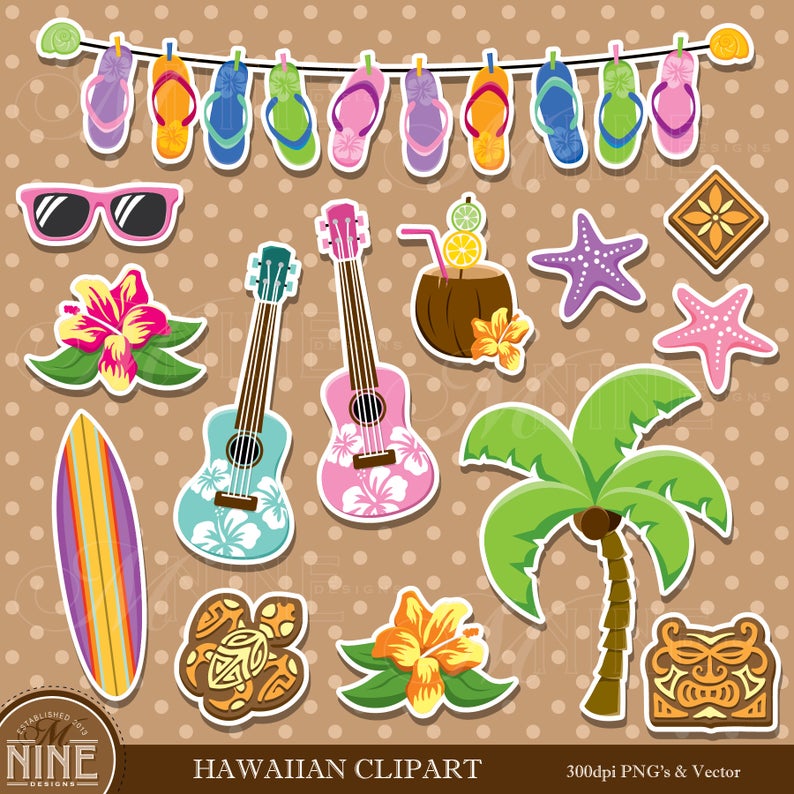 Luau clipart tropical party. Hawaiian sticker clip art