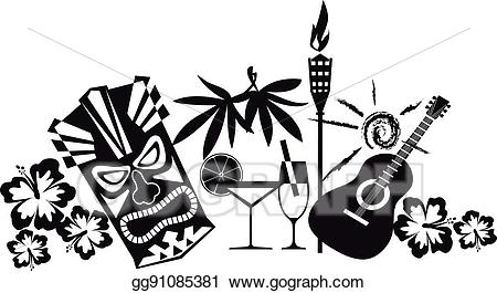 Luau clipart vector. Eps party header stock