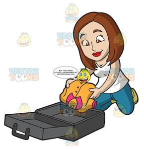 Luggage clipart packed bag. A pleasant looking woman