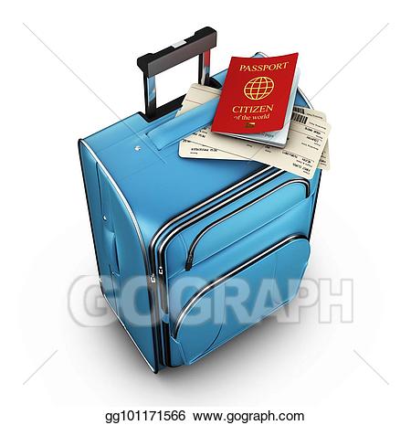 Luggage clipart passport ticket. Stock illustration travel bags