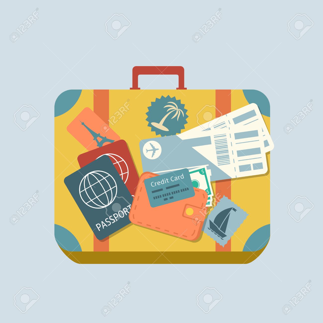Luggage clipart passport ticket. Free download clip art