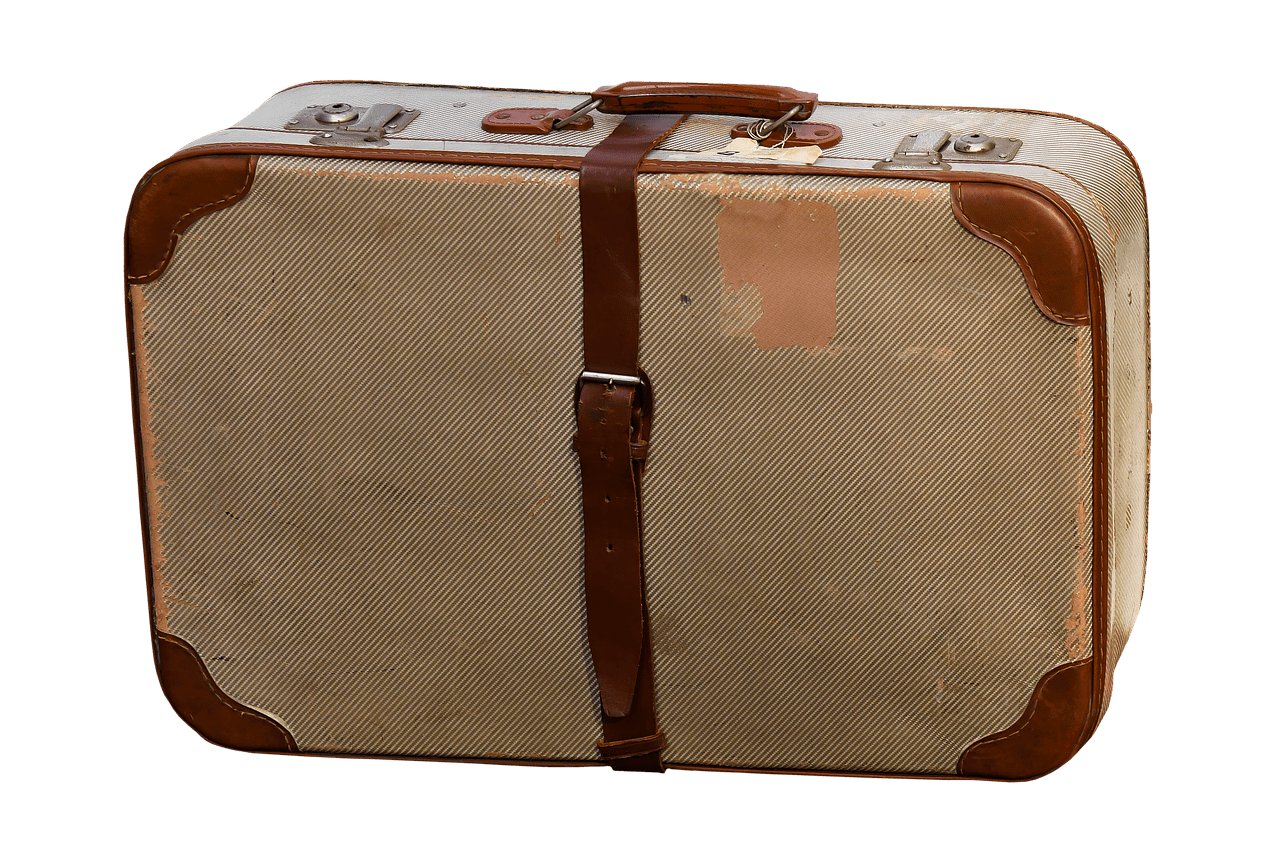 Suitcase brown canvas png. Luggage clipart transparent background