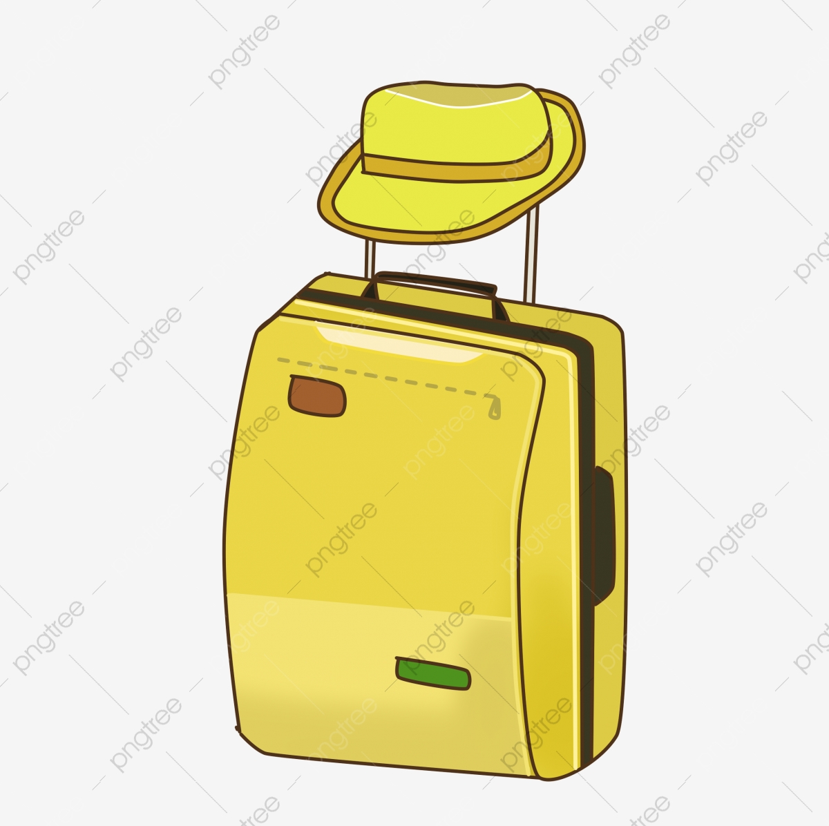 Luggage clipart yellow suitcase. Hat bag illustration 