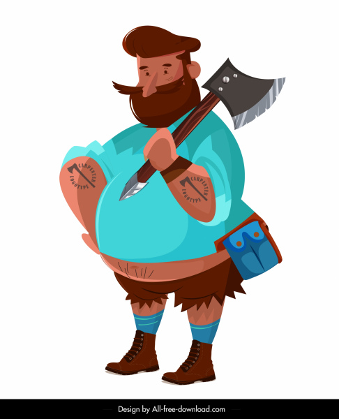 Lumberjack clipart character. Icon colored cartoon free