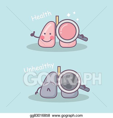 Eps vector healthy vs. Lungs clipart unhealthy