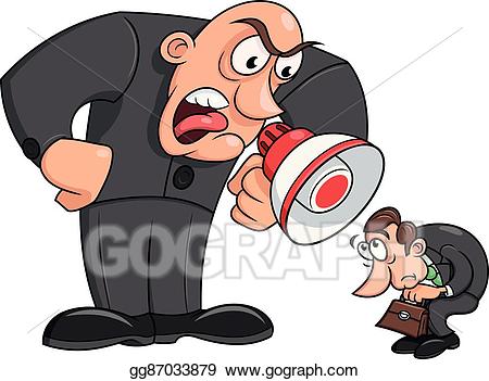 Yelling clipart boss worker. Vector at his 
