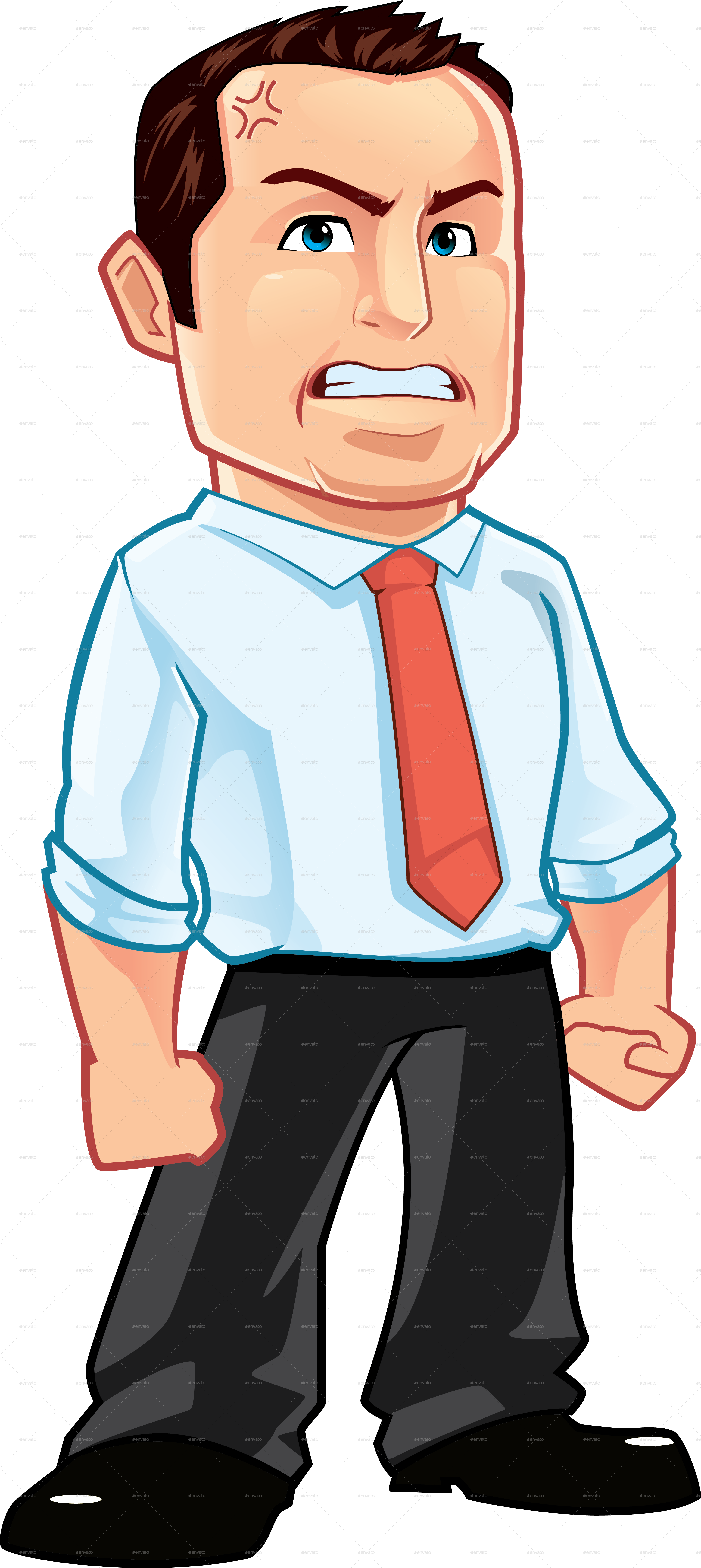 Employee angry by dee. Mad clipart businessman